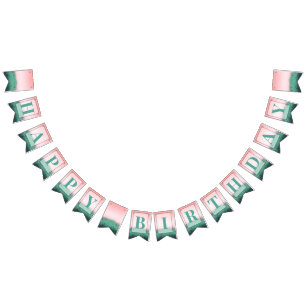 Pink and Light Green Birthday Party Bunting