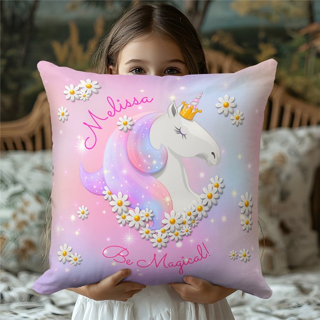 Pink and Lilac Floral Unicorn Storybook Picture Cushion (Creator Uploaded)