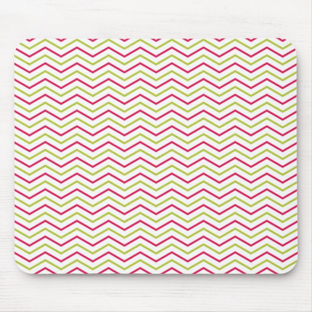 Pink and Lime Chevron Mouse Mat (Front)