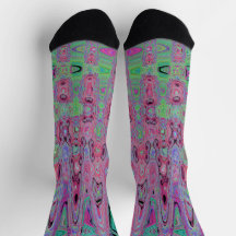 Pink and Lime Green Groovy Abstract Atomic Waves