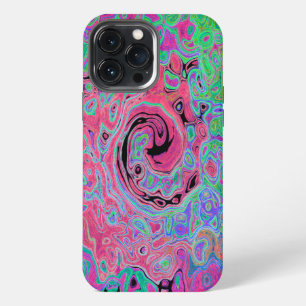 Pink and Lime Green Groovy Abstract Retro Swirl iPhone 13 Pro Max Case