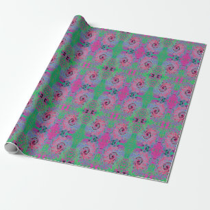 Pink and Lime Green Groovy Abstract Retro Swirl Wrapping Paper