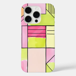 Pink and Lime-Green Patchwork Abstract iPhone 16 Pro Case