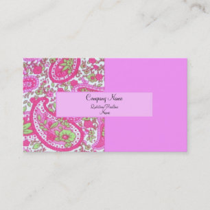 Pink and Lime Paisley Business Cards