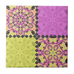 Pink and lime , patchwork tile