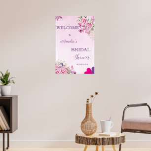 Pink and Magenta Colour Classical Bridal Welcome Poster