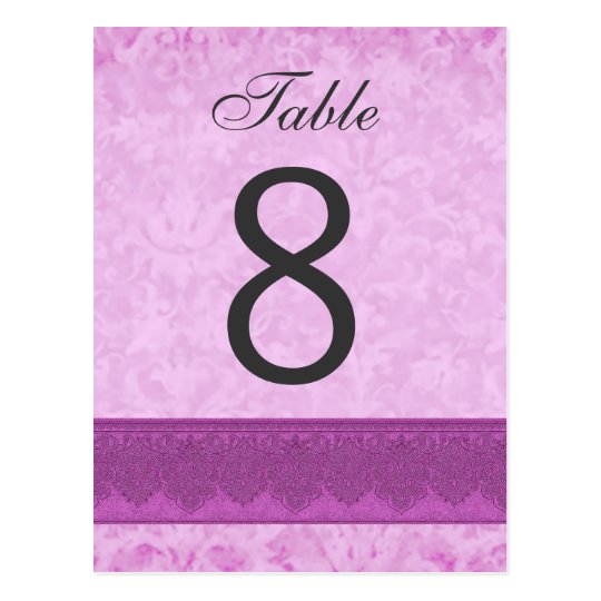 Pink and Magenta Wedding Table Number 8 V200 Postcard