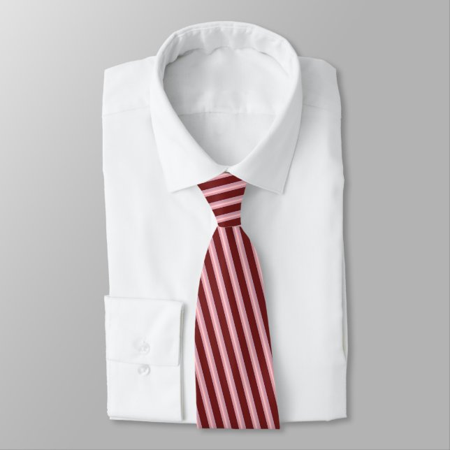 Pink and maroon contoured-look stripes tie (Tied)