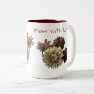 Pink and Maroon straw flower custom message Two-Tone Coffee Mug