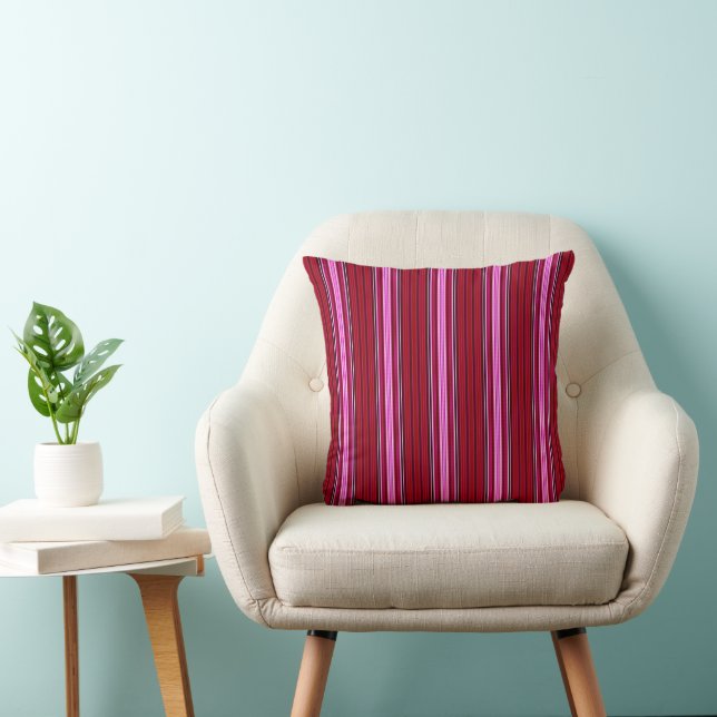 Pink and Maroon Stripes Cushion (Chair)