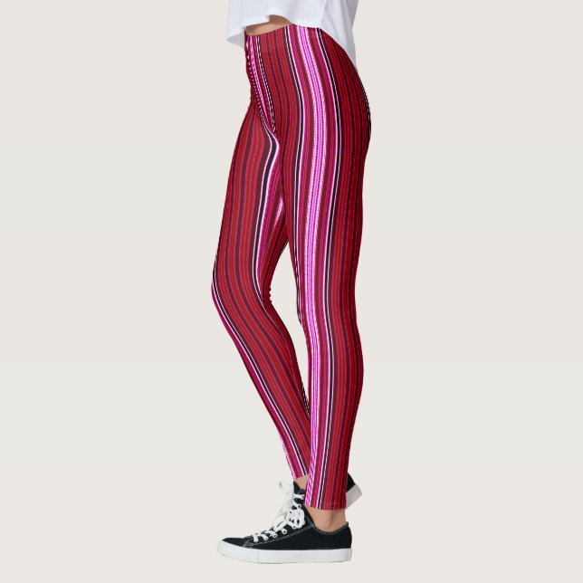 Pink and Maroon Stripes Leggings (Left)