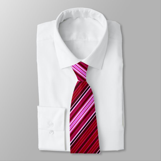 Pink and Maroon Stripes Tie (Tied)