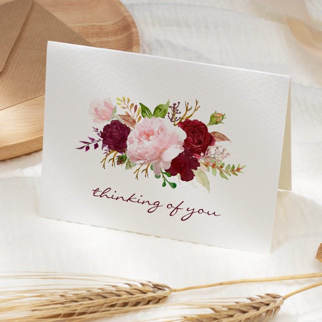 Pink and Marsala Floral Bouquet Sympathy Card (Creator Uploaded)