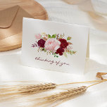 Pink and Marsala Floral Bouquet Sympathy Card<br><div class="desc">This floral design features a watercolor bouquet of pink and marsala blossoms,  above the words "thinking of you" in marsala handwriting script. Inside,  the text "with deepest sympathy" appears in matching marsala script -- or customize it with your own personalized message.</div>