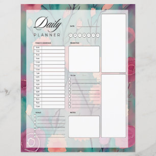 Pink and mauve floral daily planner