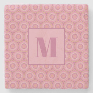 Pink and Mauve Initial Stone Coaster