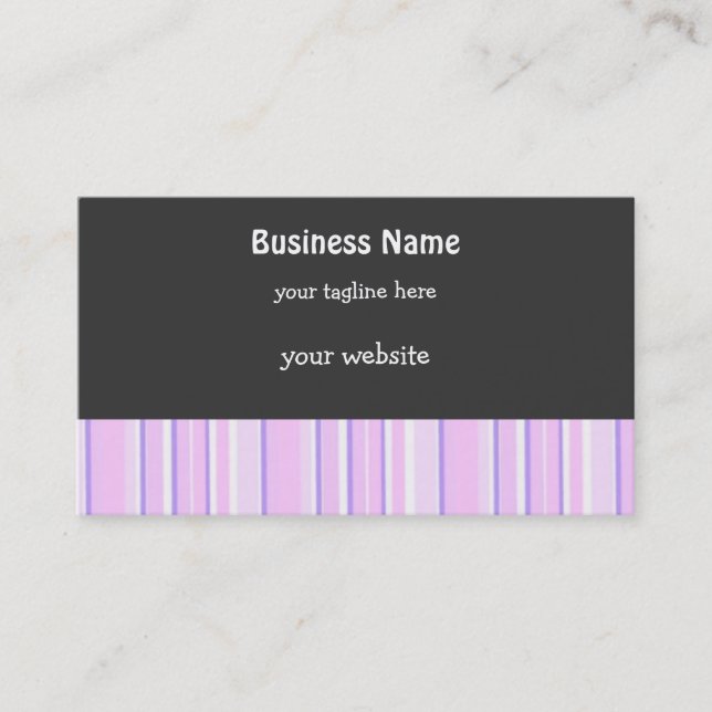 Pink and Mauve Stripes Business Card (Front)