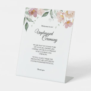 Pink and Mauve Vintage Floral Unplugged Ceremony Pedestal Sign