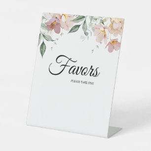 Pink and Mauve Vintage Floral Wedding Favours Pedestal Sign