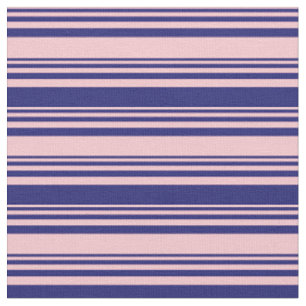 Pink and Midnight Blue Lined Pattern Fabric