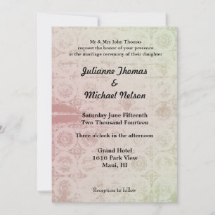 Pink and Mint Abstract Wedding Invitation