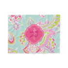 Pink and Mint Boho Paisley Monogrammed