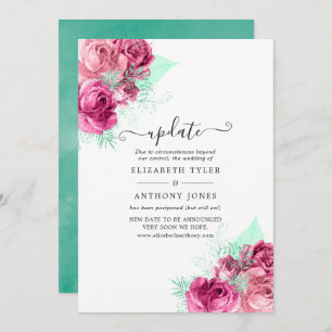 Pink and Mint Floral Wedding Update Invitation