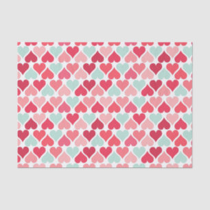 Pink and Mint Green Hearts Pattern Tissue Paper