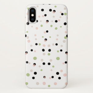 Pink and Mint Modern Confetti Dots Pattern iPhone X Case