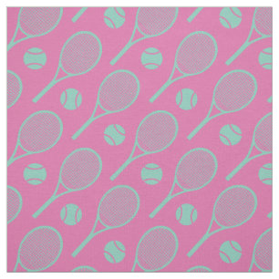 Pink and minty tennis rackets fabric