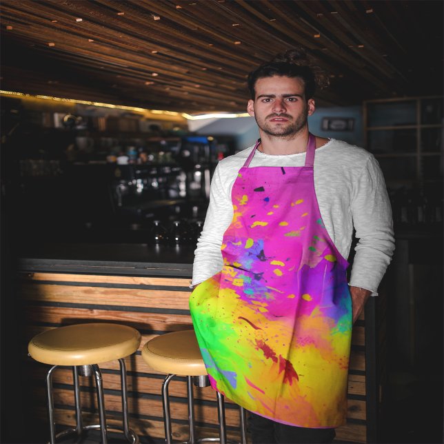 Pink And More Abstract Splash Paint Apron (Creator Uploaded)