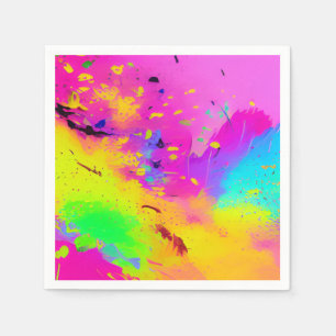 Pink And More Abstract Splash Paint Napkin