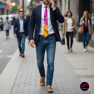 Pink And More Abstract Splash Paint Tie