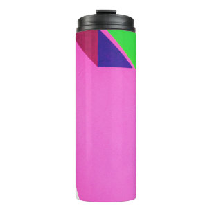 Pink and multicolored abstract art thermal tumbler