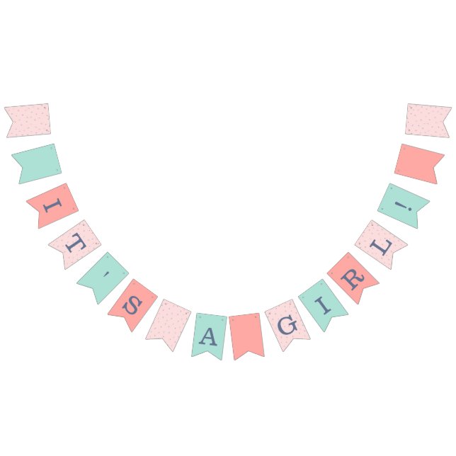 Pink and Navy Baby Shower Bunting (All)