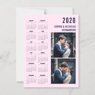 Pink and Navy Blue Two Photo 2020 Calendar Magnet