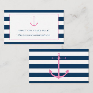 Pink and Navy Nautical Bridal Shower Registry Card