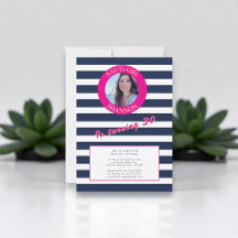 Pink and Navy Nautical Stripes Birthday Party