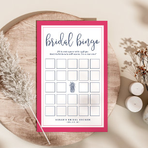 Pink and Navy Pineapple Bridal Shower Bingo Game