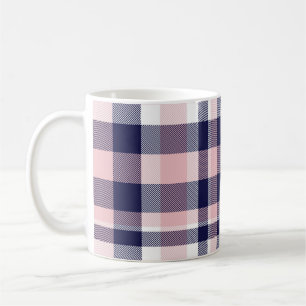 Pink and navy Plaid, chequered, tartan seamless Coffee Mug