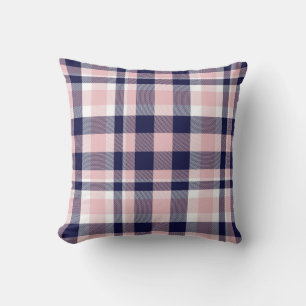 Pink and navy Plaid,  chequered,  tartan seamless  Cushion