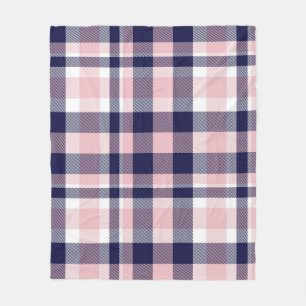 Pink and navy Plaid, chequered, tartan seamless Fleece Blanket