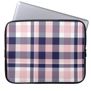 Pink and navy Plaid,  chequered,  tartan seamless  Laptop Sleeve