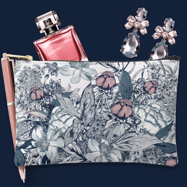 Pink and Navy Toile Accessory Pouch (Creator Uploaded)