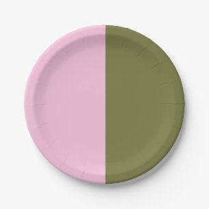Pink And Olive  Paper Plate