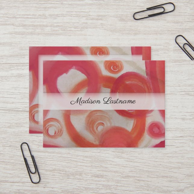 Pink and Orange Abstract Business Card (Front/Back In Situ)