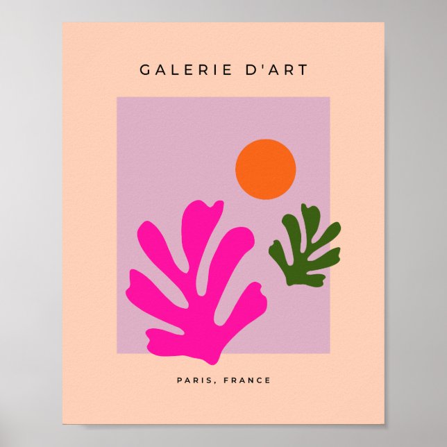 Pink And Orange Abstract Leaves Cut Outs Poster (Front)