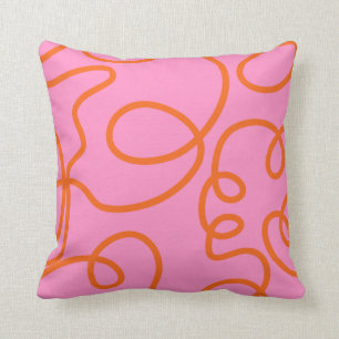 Pink And Orange Abstract Lines Brush Strokes Cushion