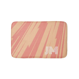 Pink and orange abstract retro design bath mat