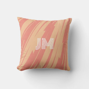 Pink and orange abstract retro design cushion